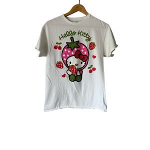 Vintage HelloKitty🌿Y2K Strawberry Graphic Tee Sanrio 2008 T-Shirt Size M kawaii